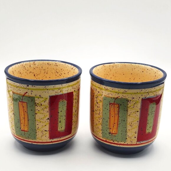 Pfaltzgraff SEDONA Hand Painted Stoneware 4 3/8"  Large 16 OZ Set of 2 Cups Mugs - Picture 2 of 8